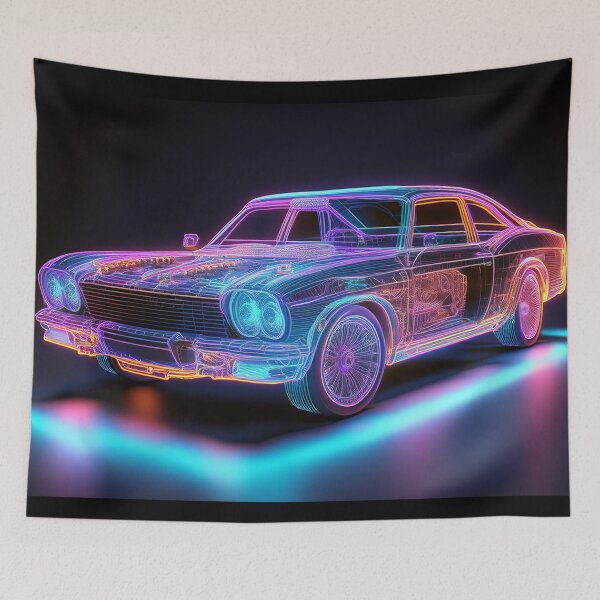 Item preview, Neon Classic Car – Futuristic Vibes designed and sold by RaiyaTees.