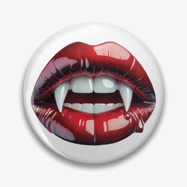 Item preview, vampire-fangs-red-lips-horror-t-shirt-design-glossy-blood-dripping designed and sold by Carocas20.