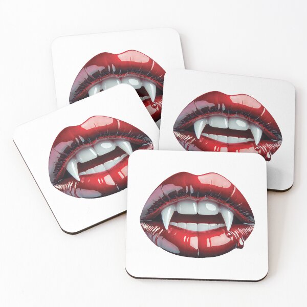 Item preview, vampire-fangs-red-lips-horror-t-shirt-design-glossy-blood-dripping designed and sold by Carocas20.