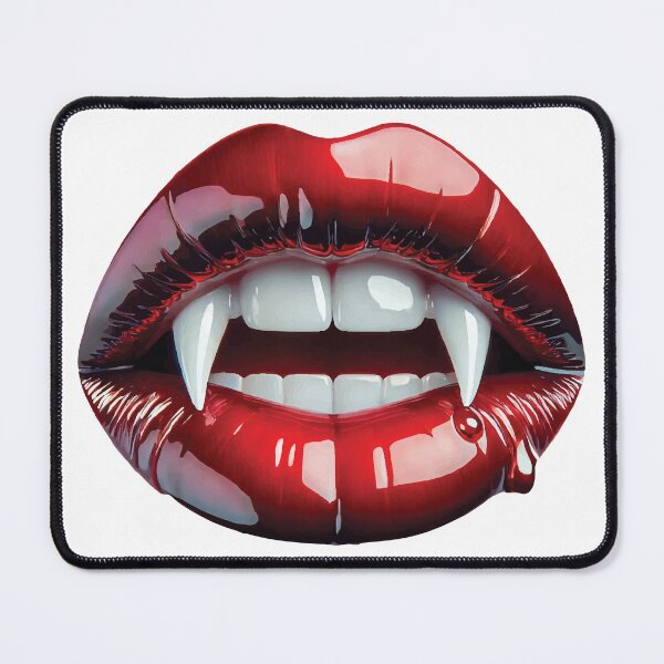 Item preview, vampire-fangs-red-lips-horror-t-shirt-design-glossy-blood-dripping designed and sold by Carocas20.