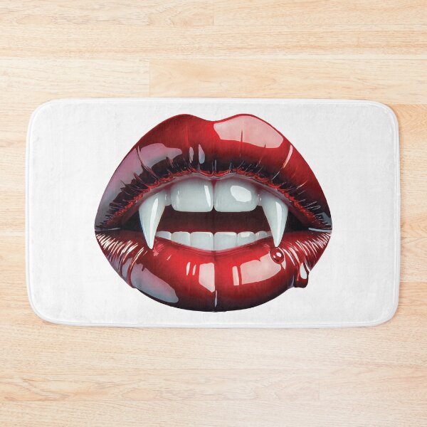 Item preview, vampire-fangs-red-lips-horror-t-shirt-design-glossy-blood-dripping designed and sold by Carocas20.