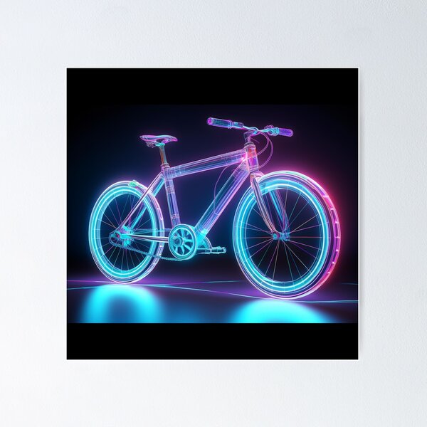 Item preview, Futuristic Neon Bicycle – Tech Art Design designed and sold by RaiyaTees.