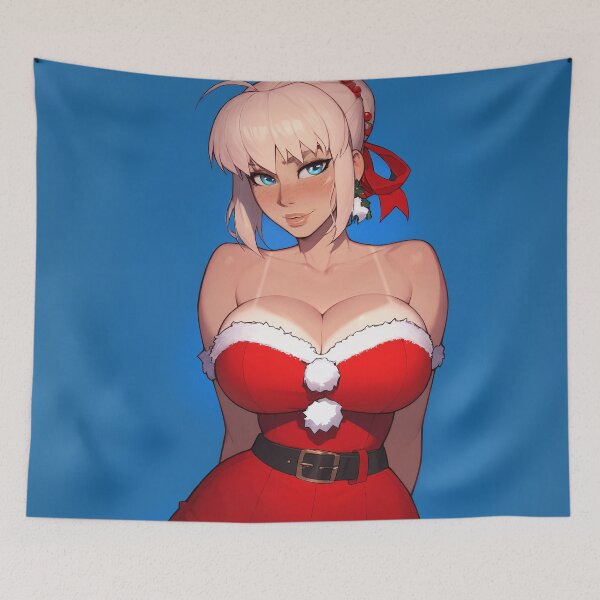 Item preview, Anime Gamer Girl in Christmas Santa Outfit designed and sold by WaifuBrowser.
