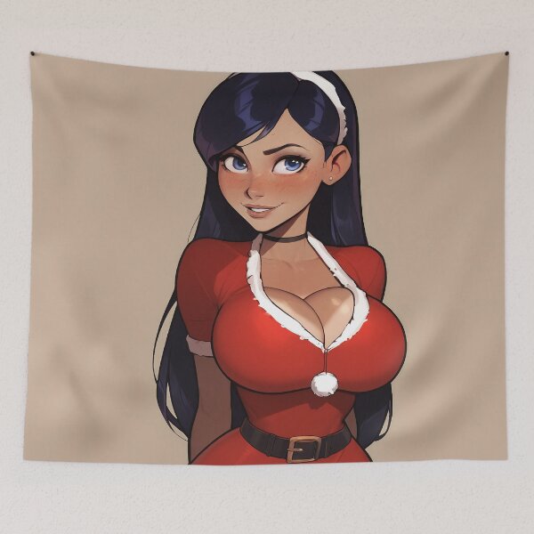 Item preview, Anime Gamer Girl in Christmas Santa Outfit designed and sold by WaifuBrowser.