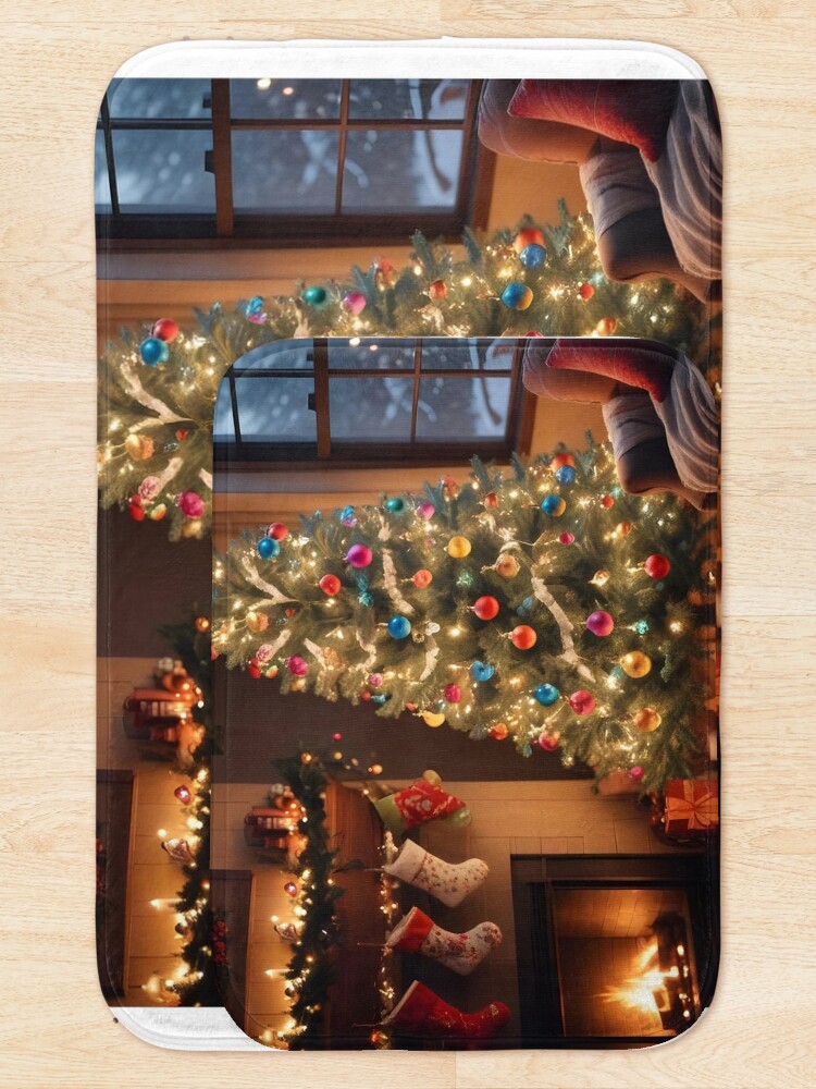 Thumbnail 5 of 6, Bath Mat, Christmas Tree by the Fireplace designed and sold by RobiCom.