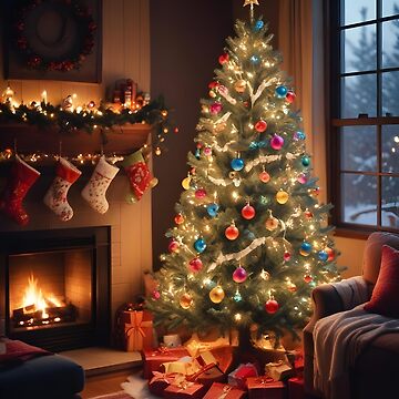Artwork thumbnail, Christmas Tree by the Fireplace by RobiCom