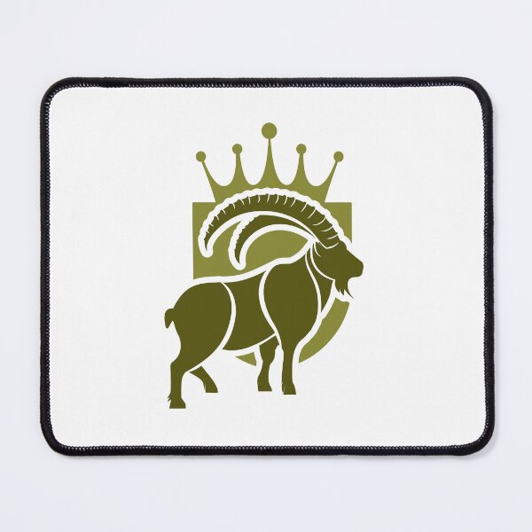 Item preview, Ibex alpine goat with crown and shield illustration designed and sold by GinyHappyLogo.