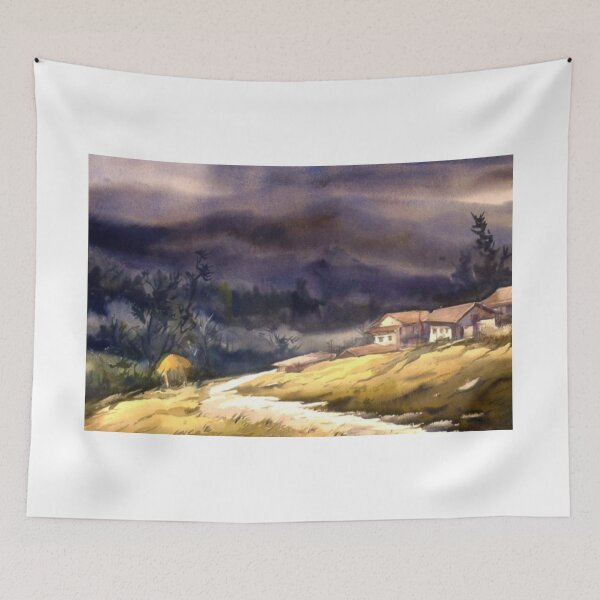 Item preview, Himalaya Mountain Stormy Village designed and sold by SamirArt.