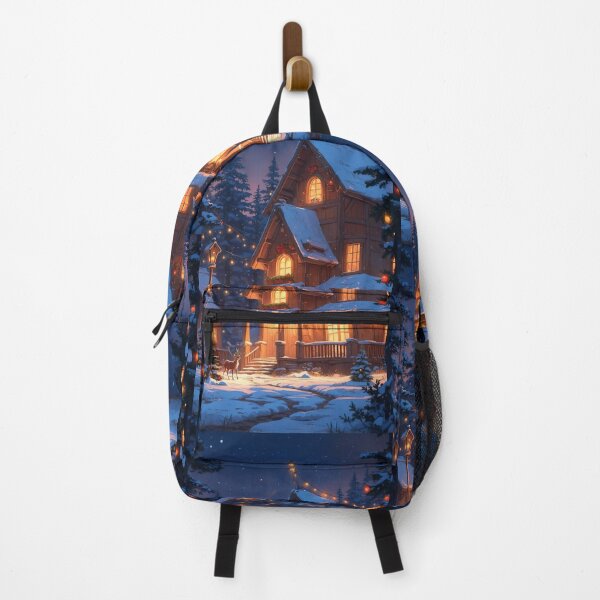 Item preview, Snowy Cottage Glowing in Holiday Warmth designed and sold by ArtComixHaven.