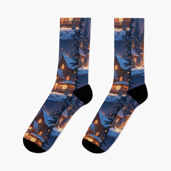 Item preview, Snowy Cottage Glowing in Holiday Warmth designed and sold by ArtComixHaven.