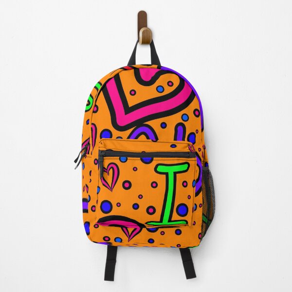 Item preview, The inscription "I just love my ADHD" handwritten on a orange background - hearts, colorful bubbles in a cartoon style - vivid colors: magenta, green, purple,navy blue, red.3 designed and sold by My-fake-places.