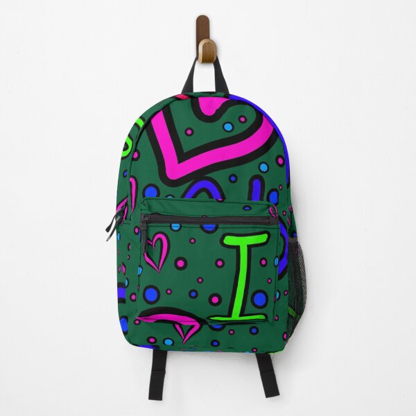 Item preview, The inscription "I just love my ADHD" handwritten on a dark background - hearts, colorful bubbles in a cartoon style - vivid colors: magenta, green, purple, blue, navy blue.4 designed and sold by My-fake-places.