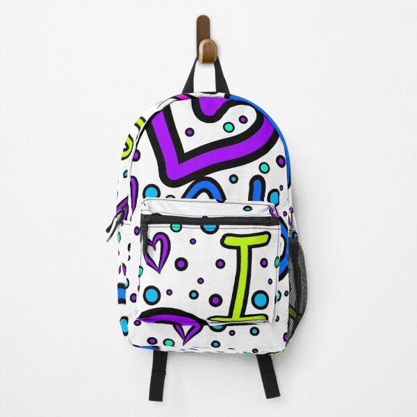 Item preview, The inscription "I just love my ADHD" handwritten on a white background - hearts, colorful bubbles in a cartoon style - vivid colors: magenta, green, purple, pink, blue,navy blue.1 designed and sold by My-fake-places.
