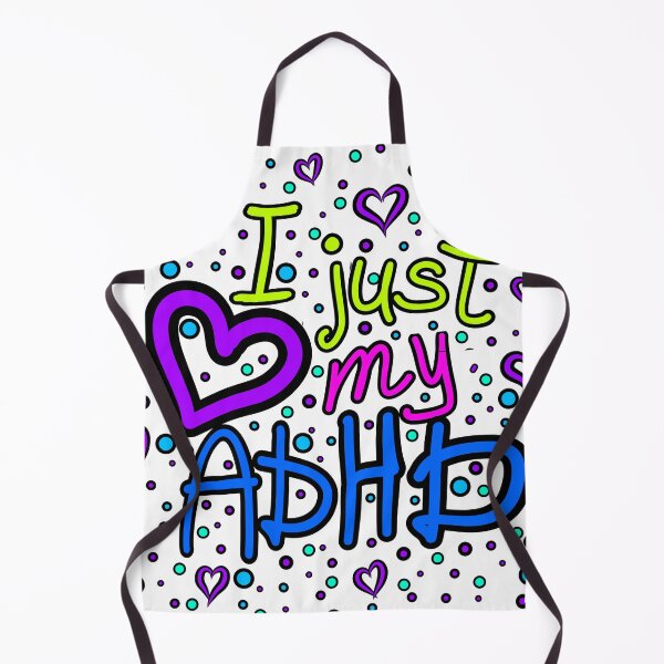 Item preview, The inscription "I just love my ADHD" handwritten on a white background - hearts, colorful bubbles in a cartoon style - vivid colors: magenta, green, purple, pink, blue,navy blue.1 designed and sold by My-fake-places.