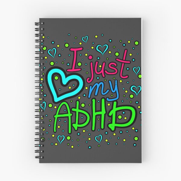 Item preview, The inscription "I just love my ADHD" handwritten on a dark background - hearts, colorful bubbles in a cartoon style - vivid colors: magenta, green, blue, red.1 designed and sold by My-fake-places.