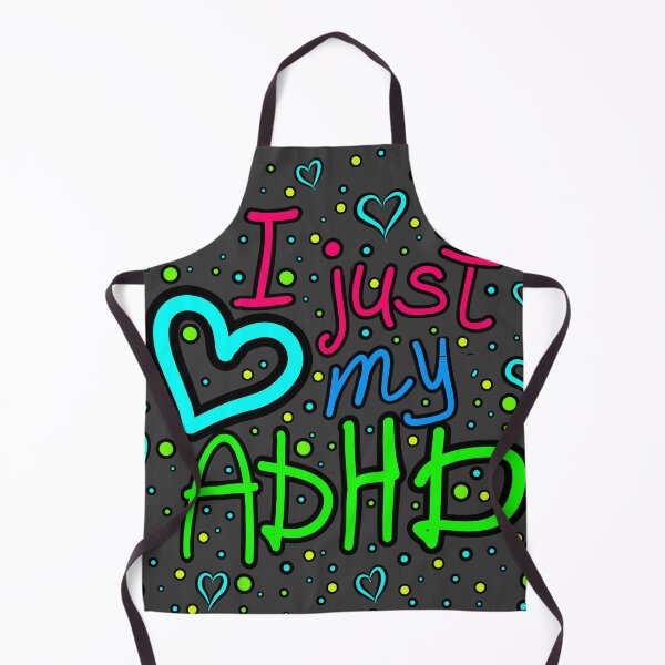Item preview, The inscription "I just love my ADHD" handwritten on a dark background - hearts, colorful bubbles in a cartoon style - vivid colors: magenta, green, blue, red.1 designed and sold by My-fake-places.