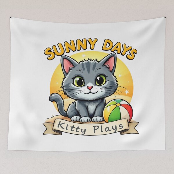 Item preview, Sunny Days Kitty Plays - Cute Cat Illustration for Cat Lovers designed and sold by IM Hunter.
