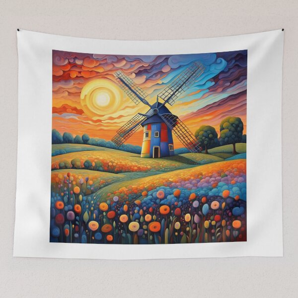 Item preview, Windmill at sunset 4 designed and sold by George Hutton Hunter.