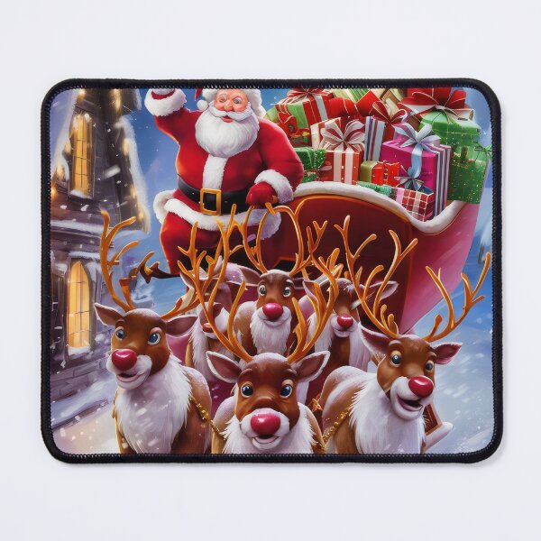 Item preview, Santa Claus and reindeer with gifts on the go. designed and sold by MyHappyArtShop.