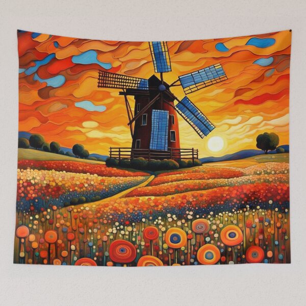 Item preview, Windmill at sunset 6 designed and sold by George Hutton Hunter.