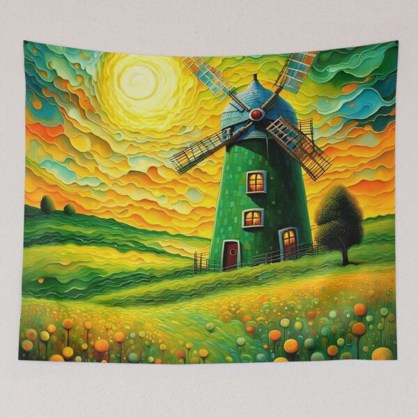 Item preview, Windmill at sunset 8 designed and sold by George Hutton Hunter.