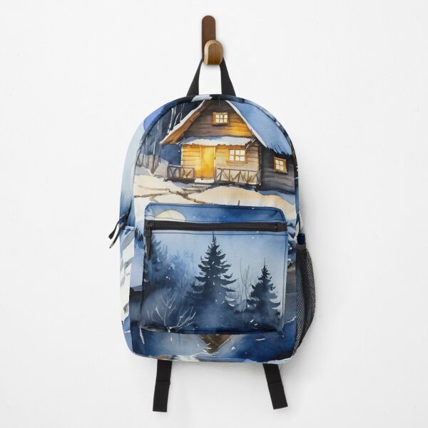 Item preview, "Cozy Winter Cabin in Snowy Forest – Watercolor Art of Peaceful Winter Nights" designed and sold by murat9000.