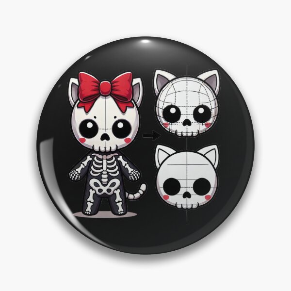 Item preview, Cute Skeleton Cat with Red Bow – Kawaii Spooky Design designed and sold by SztylishDesigns.