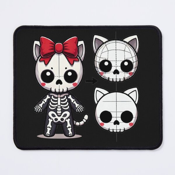 Item preview, Cute Skeleton Cat with Red Bow – Kawaii Spooky Design designed and sold by SztylishDesigns.