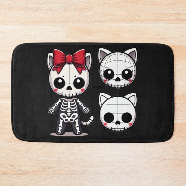 Item preview, Cute Skeleton Cat with Red Bow – Kawaii Spooky Design designed and sold by SztylishDesigns.