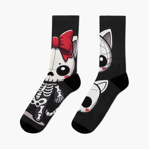 Item preview, Cute Skeleton Cat with Red Bow – Kawaii Spooky Design designed and sold by SztylishDesigns.