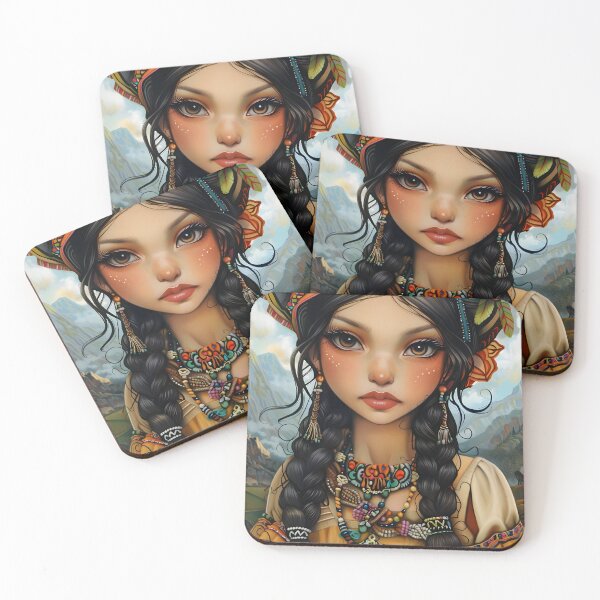 Item preview, Colorful portrait with braided hair and floral attire designed and sold by Artessie.