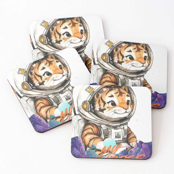 Item preview, super cute astronaut tiger designed and sold by Natthiya Minimal.