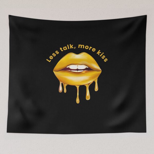 Item preview, "Less Talk, More Kiss - Golden Lips Design" designed and sold by AnyMar2023.