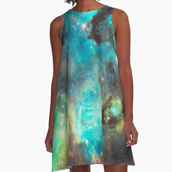 Green Galaxy A-Line Dress