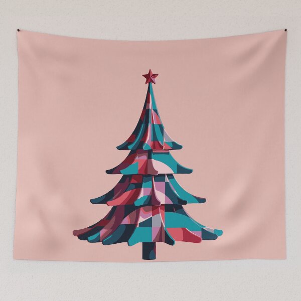 Item preview, Mid-Century Pink Kitsch Op Art Christmas Tree Cut Out designed and sold by taiche.