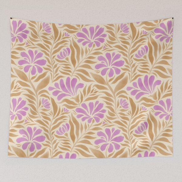 Aperçu de l'œuvre Motif œillet en rose caramel et ocre sur fond pastel créée et vendue par Miss-Belle.