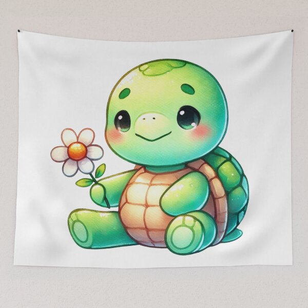 Item preview, Cute Turtle Holding a Flower designed and sold by Little Care Studio.