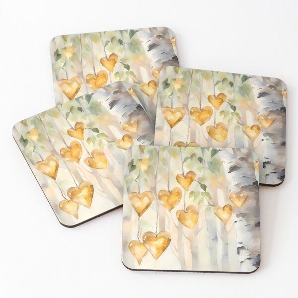Item preview, Yellow Resin Hearts in Birch Forest designed and sold by CalmnessbyChoice.