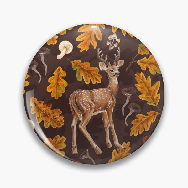 Item preview, Deer in the autumnal forest on dark brown designed and sold by Katerina Mitkova Kirilova.
