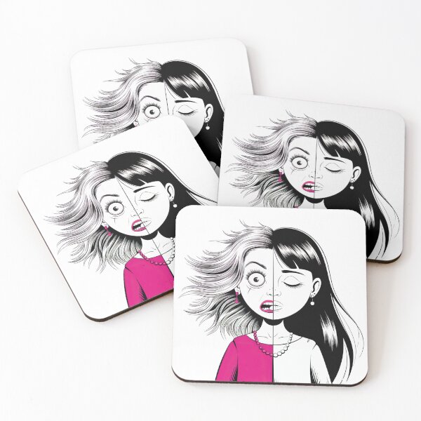Item preview, Two faces sportswomen women calm and angry pink designed and sold by Newhyperion.