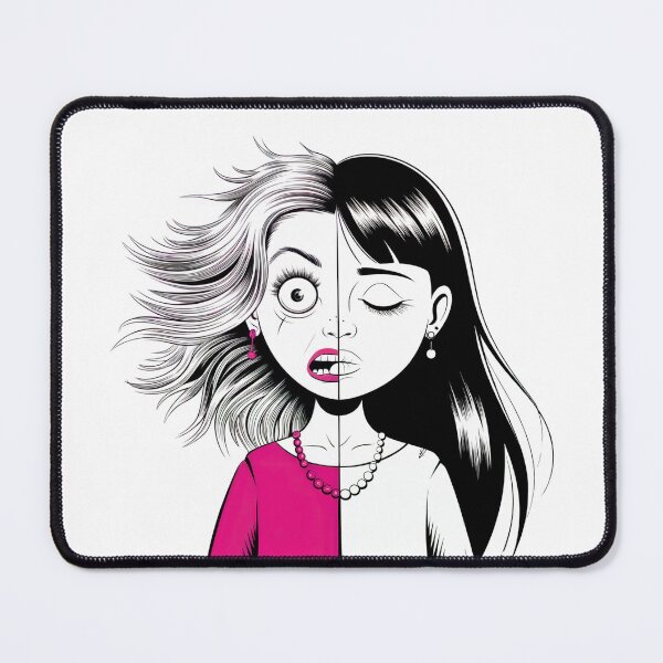 Item preview, Two faces sportswomen women calm and angry pink designed and sold by Newhyperion.