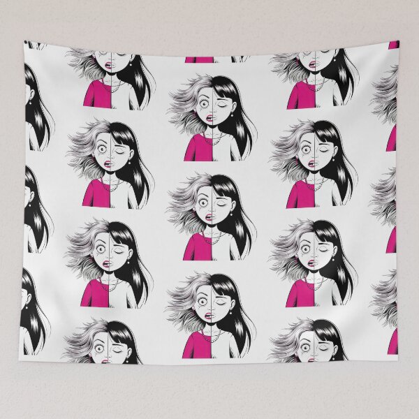 Item preview, Two faces sportswomen women calm and angry pink designed and sold by Newhyperion.