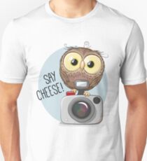 Cute Owl with camera Unisex T-Shirt