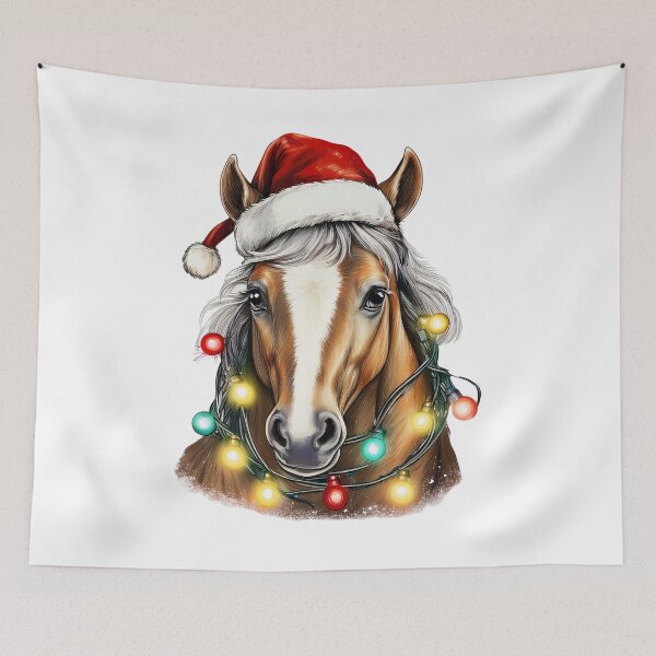 Item preview, Christmas Horse in a Santa Clause hat Father Christmas all tied up in Christmas Decorations  designed and sold by Grang Art Artistic Designs.