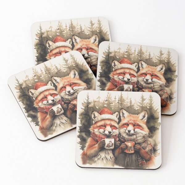 Item preview, Cozy Fox Couple in Winter Holidays | Vintage Aesthetic designed and sold by UnhingedBird.