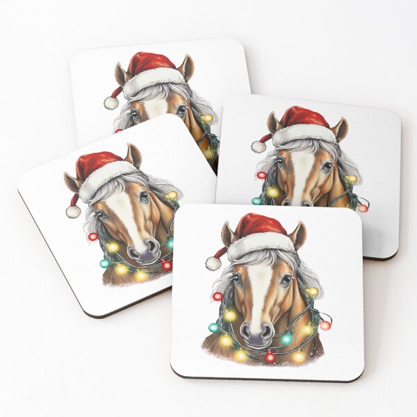 Item preview, Christmas Horse in a Santa Clause hat Father Christmas all tied up in Christmas Decorations  designed and sold by Grang Art Artistic Designs.