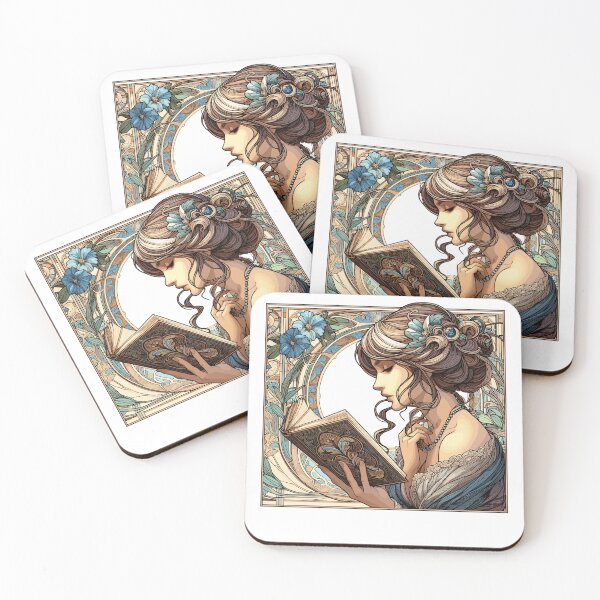 Item preview, woman reading browsing book books gift designed and sold by Pineapple-Tree.