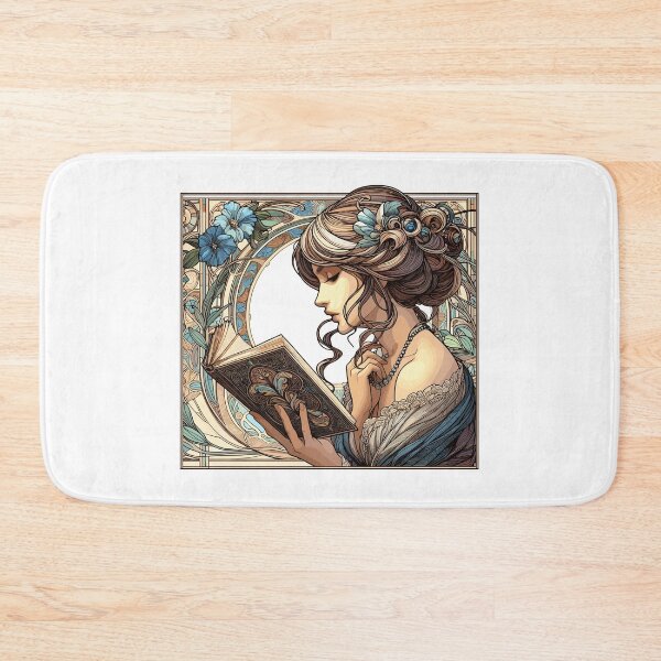 Item preview, woman reading browsing book books gift designed and sold by Pineapple-Tree.