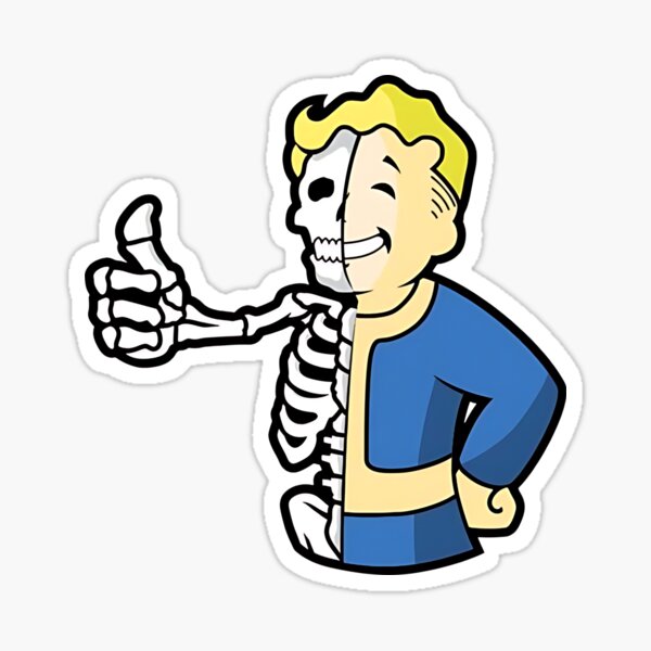 Vista previa del artículo con la obra «Esqueleto de Vault Boy», diseñado y vendido por NEAbstracts.