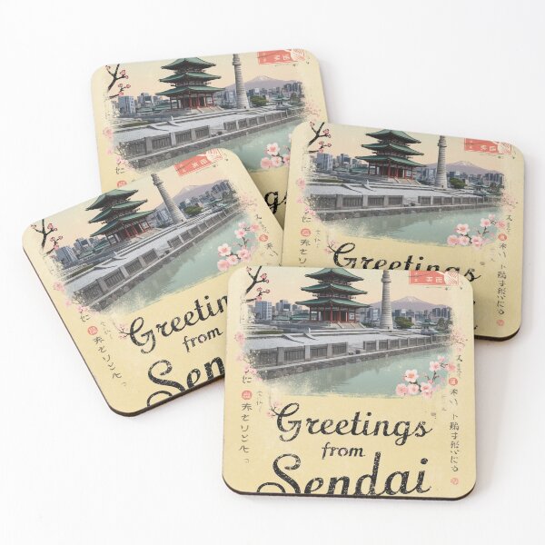 Item preview, Greetings from Sendai Japan Vintage Travel Retro Postcard Design designed and sold by TravelPostcardGems.